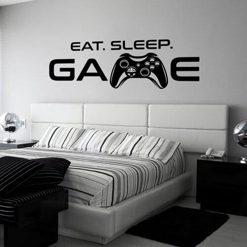 Eat Sleep Game Vinyl Wall Sticker, Custom Text Home Decoration, Gamer Gift For Boy Bedroom 2282