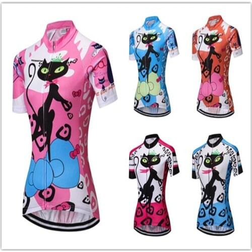 Weimostar 2019 pro team Cat Girls Cycling Jersey Women Bike Jerseys Bicycle Ropa Ciclismo Cycling Clothing Bike Jersey Shirt
