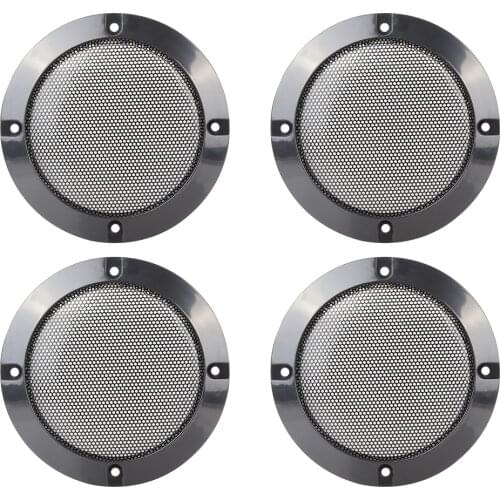 X Autohaux 4pcs 4'' Car Metal Speaker Cover Mesh Subwoofer Grill Horn Guard Glossy Black