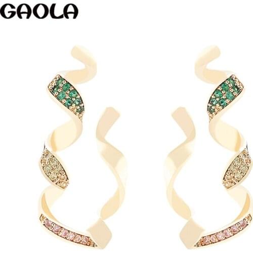 GAOLA New Spiral Irregular Earrings for Womens Personality Trend Earrings Popular Jewelry Comfortable Wearing Earrings GLE9716