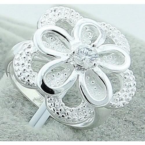 New Arrival 925 Sterling Silver Rings Fashion Round Flower Finger Rings For Women Lady Luxury Jewelry