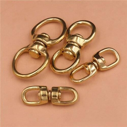 1piece Solid Brass Swivel Eye Rotating Connector "8"-shape for Keychain Wallet Round Circle Key Ring Metal Buckle 4 Size