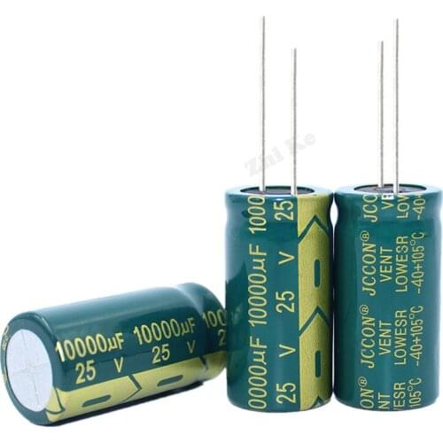 1Pcs 25V 10000UF 18*35 Low ESR high frequency aluminum electrolytic capacitor 10000uf 25v 20