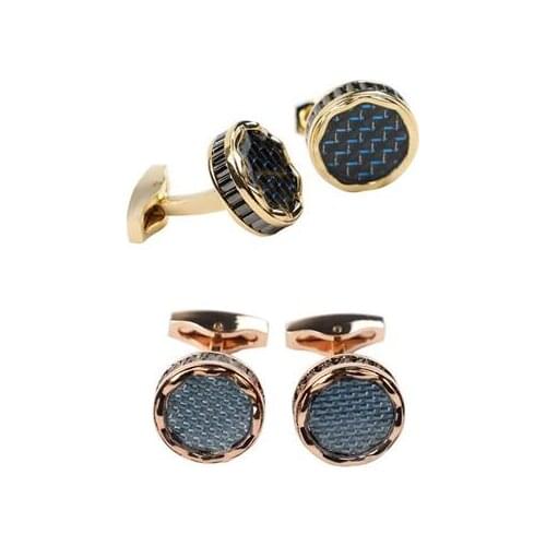 10pairs/lot Luxury Carbon Fiber Inlaid Cuff LInks Gold/Rosegold Plating Cufflinks Cuff Button Mens Fashion Jewelry Accessory