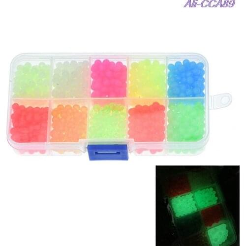 1000 Pcs/lot New Premium Green Large Soft Rubber Oval Luminous Fishing Beads Lumo Glow Beans Sabiki Snapper Rig