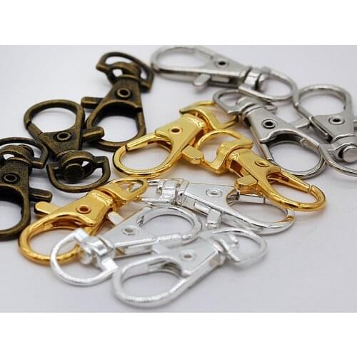 10p 36mm Gold Silver Key Ring Bag Key Fob Ring Keyring Swivel Trigger Clip Lobster Clasp Hook for Keychain Making lanyard Buckle