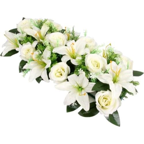 18Pcs/Set Beautiful Silk Cloth Artificial Rose Lily Flowers DIY Arrangement Wedding Garden Home Decor Artificial Flower