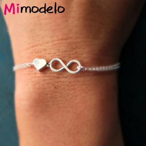 19 Style Fashion Womens Lucky 8 And Heart Infinity Charm Bracelets & Bangles Gift Slave Hand Bracelet Jewelry