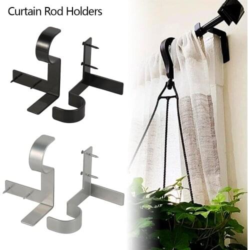 2pcs Bracket Hang Curtain Rod Holders Tap Right Into Window Frame Rod High Quality