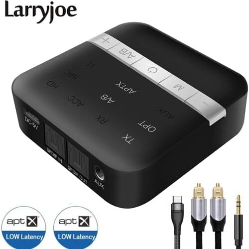 2 in 1 For Bluetooth RCA Receiver 5.0 aptX LL 3.5mm Jack Aux Wireless Transmitter Music for TV Car RCA For Bluetooth 5.0
