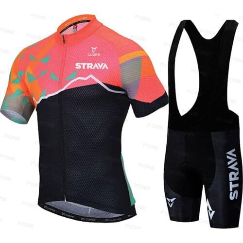 2021 Pro TEAM STRAVA Cycling Jersey Set Bike Shorts Suit MTB Ropa Ciclismo Men Summer Bicycling Maillot Culotte Clothing