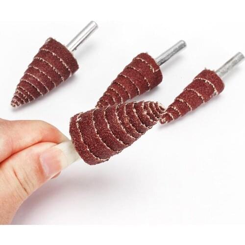 4Pcs 80# Tapered Cone Grinding Head Sandpaper Flap Wheels Polishing Sanding Tools for Drill Dremel Accessories 6mm Shank