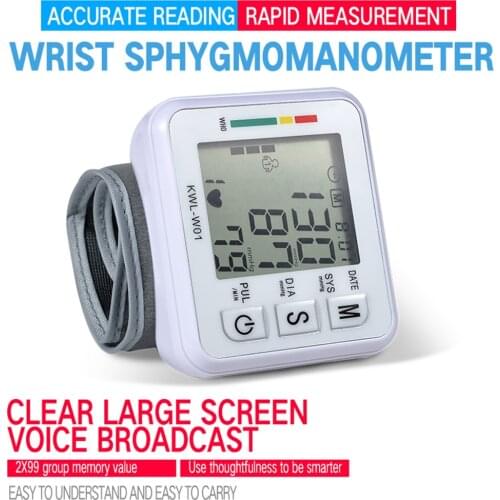 Blood Pressure Monitor Automatic Blood Pressure Measurement Wrist Electronic Sphygmomanometer Pulse Rate Detection Voice Back