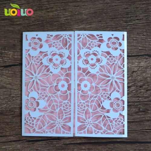 Free shipping 50set inc17 Gold White Laser Cut Luxury Wedding Invitations Card Elegant Lace Favor Wedding Event & Party Supplies