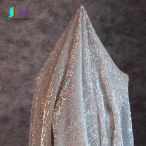 Sparkling Encryption Silver Small Sequins Flash Piece Fabric Mesh Cloth Tablecloth Wedding Stage Performance Background A0013M