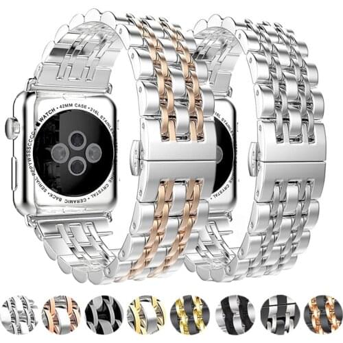 Stainless Steel Strap For Apple watch Band 6 5 4 SE 40mm 44mm Metal Link Bracelet for iwatch 3 2 1 Bands 38mm 42mm Wristband