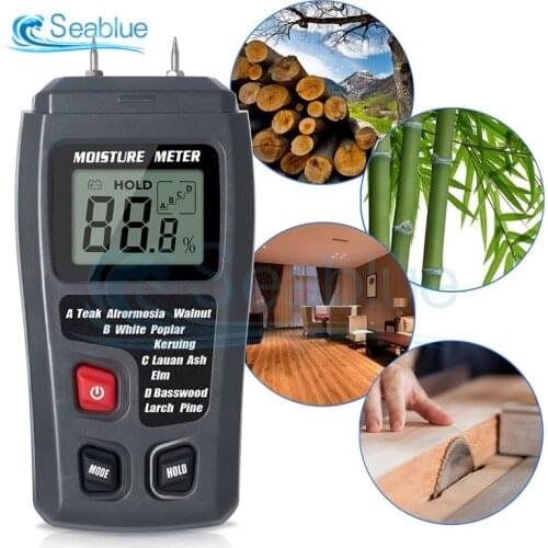 EMT01 0-99.9% Two Pins Digital Wood Moisture Meter Wood Humidity Tester Hygrometer Timber Damp Detector Large LCD Display