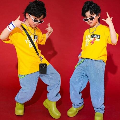 Childerns Concert Dance Costumes Hip Hop Show Outfits Street Wear Tshirt Pants Kids Ballroom Party Jazz Stage Rave Clothes