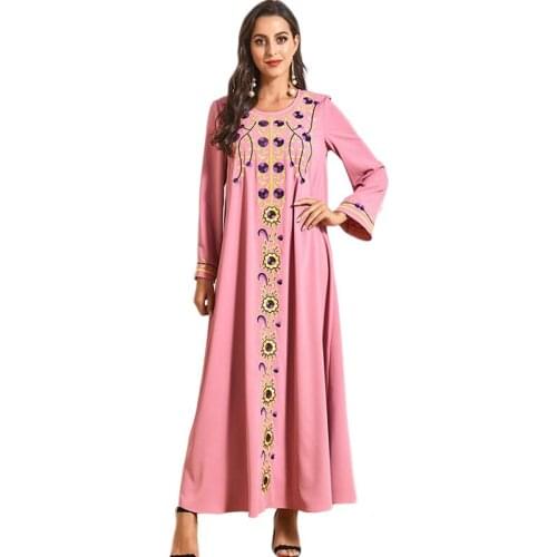 Ramadan Islamic Abaya Embroidery Caftan Muslim Women Long Dress Ethnic Turkish Dubai Kaftan Middle East Maxi Robe Plus Size 4XL