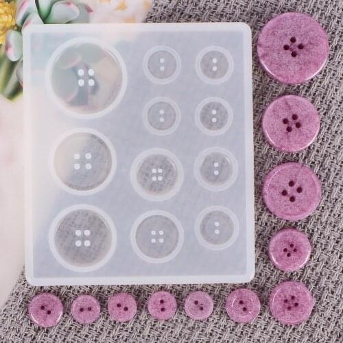 Crystal Epoxy Jewelry DIY Crystal Perforated Pendant Square Love Gem Round Button Set Diamond Shaped Silicone Mold