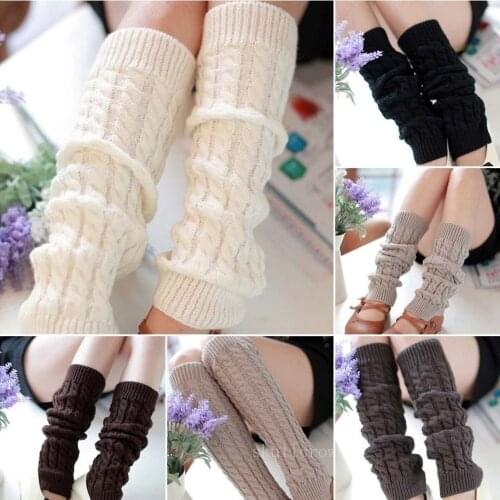 Punk Leg Warmers Women Solid Warm Knee High Elastic Winter Knit Solid Crochet Leg Warmer Socks Warm Boot Cuffs Long Rock Socks