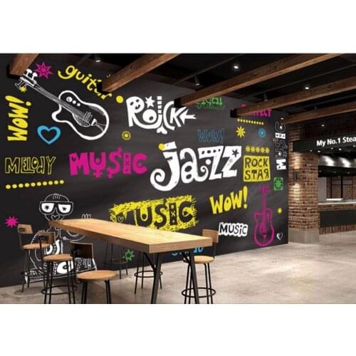 Customized graffiti wallpaper,hand painted music element Mural for bar KTV living room background wallpaper papel de parede