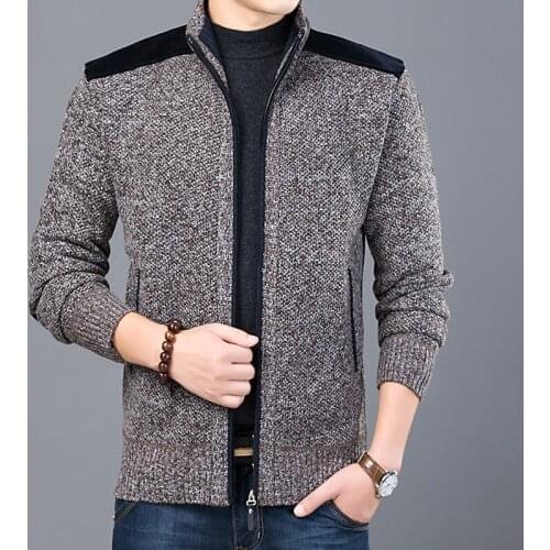 Classic Autumn Cardigan Sweater Men Casual Stand Collar Outerwear Sweater Coats Vintage Knitwear Solid Knitting Sweaters KK3003