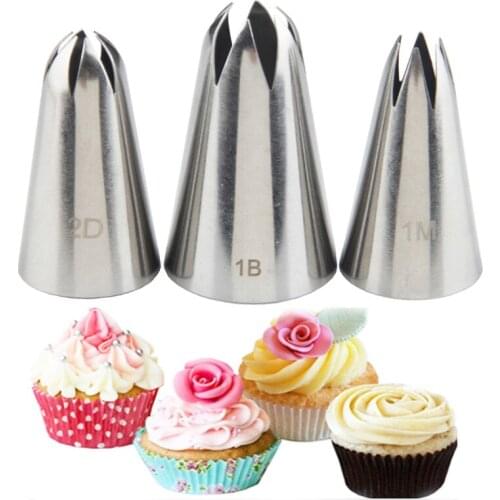 3pcs Rose Cream Icing Piping Tips Cake Decoration Set Pastry Nozzles Tools Sugarcraft Bakeware Cupcake
