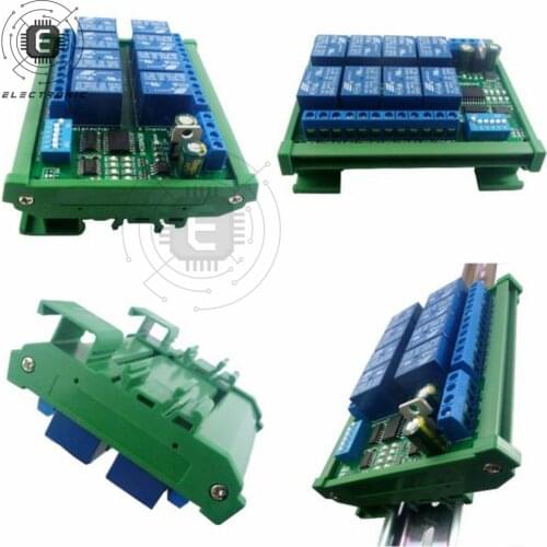 Modbus RTU DC12V 8 Channel DIN Rail RS485 Relay Module PLC Expansion Board Circuit Board With DIN Rail Box