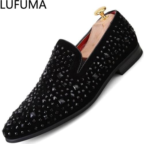 Coiffeur Formal Shoes Men Rhinestone Mens Dress Shoes Sepatu Slip On Pria Loafers Men Wedding Shoes Moda Italiana De Hombre Bona