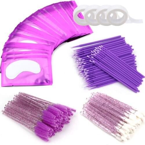 Eyelash Extension Supplies Set Lashes Micro Brush Tape Eye Patches Pad Disposable Mascara Applicator Spoolers Grafting Eyelashes