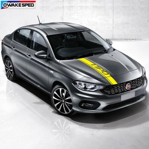 Car Hood Bonnet Sticker For-Fiat TIPO Hatchback Sedan Racing Sport Stripes Accessories Auto Engine Cover Decor Vinyl Decals