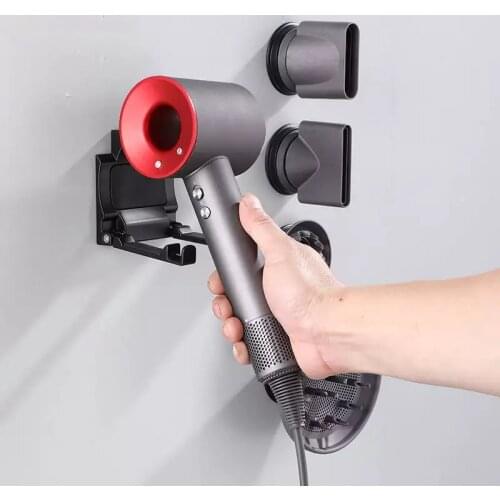 Antique Hairdryer Holder Bathroom Shelves Wall Mount Storage Rack Black Folding Shelf for Dyson Supersonic Hair Dryer Holder