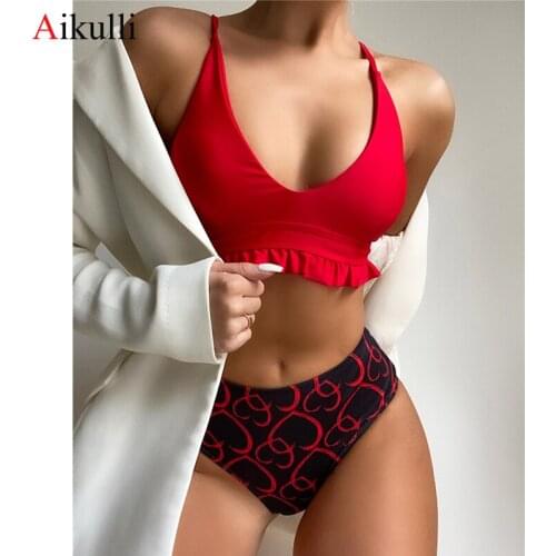 New Sexy Ruffle Bikinis 2021 Swimsuits Women Summer Two-piece Bikini Set Swimwear Female Bather Bathing Suits Swimming Beachwear
