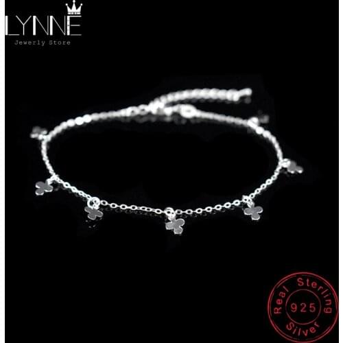New Fashion Lucky Three Leaf Clover Pendant Anklets Bracelet 925 Sterling Silver Cross Anklet Foot Chain For Women Jewelry Gift
