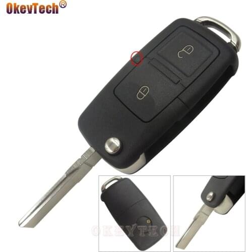OkeyTech 2 Buttons Remote Flip Automobiles Key Cover Fob Shell for Volkswagen for VW Amarok Polo Golf Bora Jetta Altea Alhambra