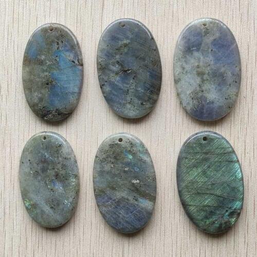 Wholesale 6pcs/lot 2020 New Fashion good quality natural Labradorite oval shape pendants for jewelry making free shipping
