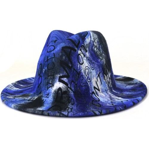 Faux Wool Solid Color Panama Style Jazz Hat Felt Fedora Hats for Women Unisex Party Formal Hat with Letter Digital Printting