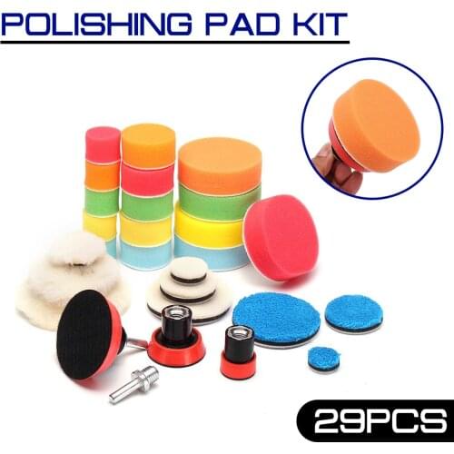 29Pcs Polishing Pad In Polishing Disc Buffing Pad Auto Car Polishing pad 1-3 inch For Car Polisher +Drill Adaptor M14 Power Tool