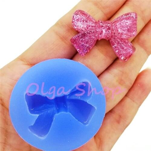 PYL980 30.1mm x 22.0mm Bowknot Bow Silicone Mold Fondant Cake Decoration Candy Resin Clay Earrings Necklace Craft Soap Candle