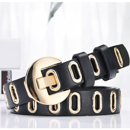 2021 Womens luxury brand Faux Leather Belt Female Hollow Fashion authentic belt wild student jeans trend personality women belt