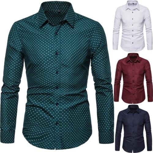 New Mens Slim Floral Floral Long Sleeve Shirt Fashion Business Casual Shirt men shirts mens long sleeve print shirt