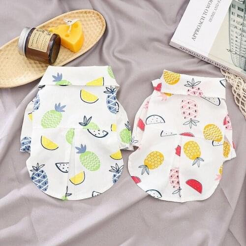 Fruit Shirts Dog Clothes Cartoon for Dogs Clothing Pet Outfits Breathable Cute Summer Yorkies Print White Boy Ropa Para Perro