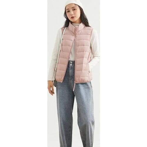 Female Sleeveless Windproof Warm Waistcoat Womens Outwear Vest 90% White Duck Down Vest Ultra Light Causal Matt Fabric