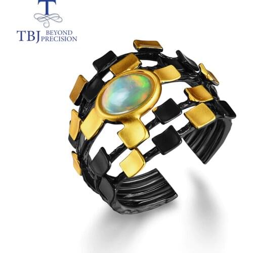 Natural multi-color opal Ring oval 6*8mm925 sterling silver fine jewelry for cool woman party wear 2020 new design tbj promotion