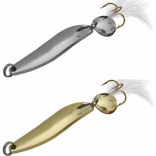 1Pcs Trout Metal Spoon Fishing Lures Gold Sliver Spinner Bait Feather Hook Wobblers Jig Bait Isca Artificial VIB Sequins Tackle