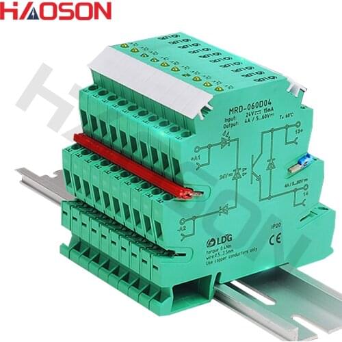 10pcs/lot MRD-060D4 Ultra-thin LED Solid State Relay 4A Input: 5V 12V 24V DC SSR Interface Voltage Relay Module DIN Rail
