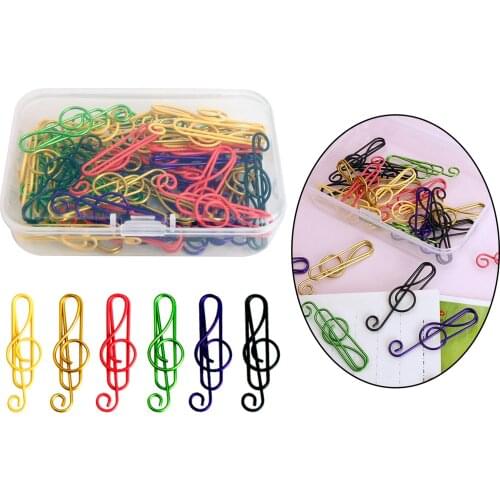 100Pcs TPE Coated Paper Clip Musical Notes School Paperclip Paper Clamp Clip