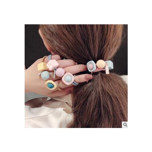 120pcs/lot DIY Multi Simple Resin Ball Square Rubber Bands Elasticity Bowknot Hair Rings Styling Tools Accessories HA735