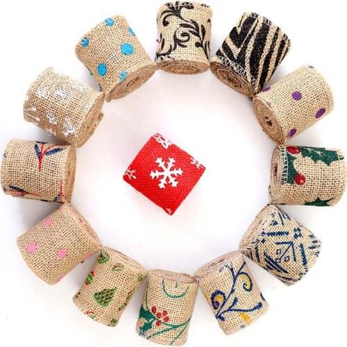 2M 6cm Jute Burlap Hemp Ribbon Lace Vintage Rustic Wedding DIY Decoration Christmas Gift Wrapping Festival Home Party Craft